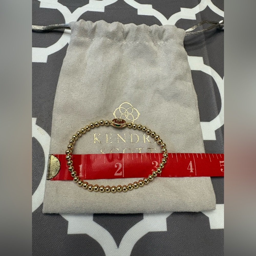 KENDTA SCOTT Gold Bead Stretch Bracelet with Football Charm - Picture 4 of 4
